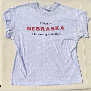 Vintage 90s Y2K Hanes Heavyweight 50/50 Light Gray Nebraska Crewneck Tee Large